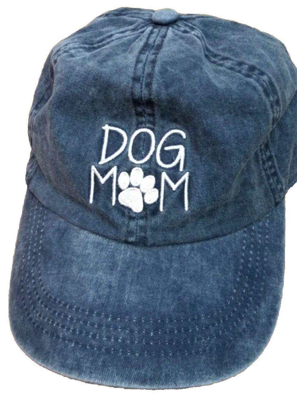 DAVID AND YOUNG DOG MOM BLUE DENIM EMBROIDERED PAW STRAPBACK CAP HAT WOMENS OS